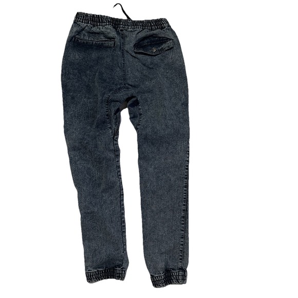 Black Jeans Co Acid Wash L drawstring Waist Denim Jogger - Picture 2 of 7